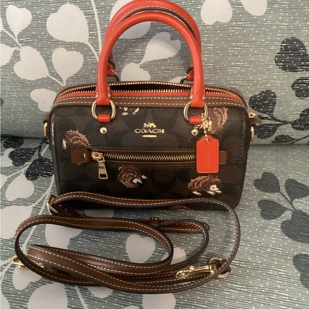 Coach Mini Rowan Satchel – Hedgehog Print crossbody-rare!